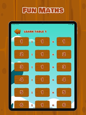 Division Table Maths iPad screenshot