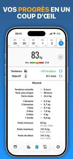 Capture d'écran de Journal Poids sur iPhone 2