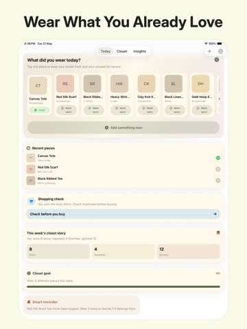 ClosetCheck Clothes Organizer iPad screenshot