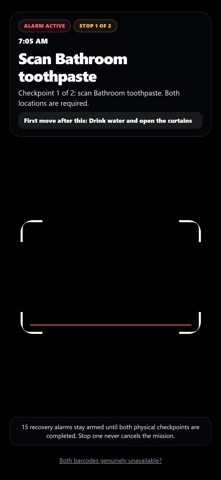 Wakebound: Barcode Alarm iPhone screenshot