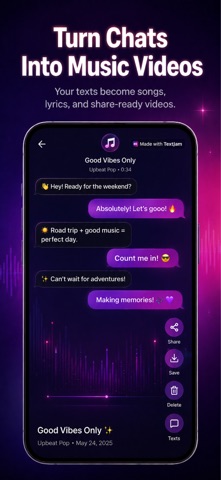 Texts to Music Video · TextJam iPhone screenshot