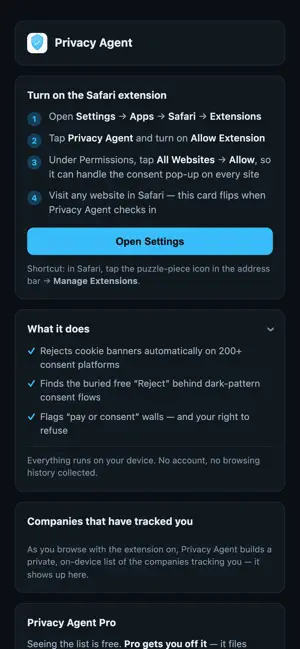 Data Privacy Agent: Cookies screenshot 2