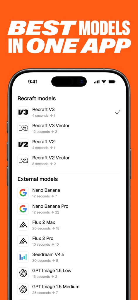 Recraft - This tool offers an integrated AI model selection, featuring Recraft's proprietary versions alongside industry-leading external models for diverse generation capabilities.