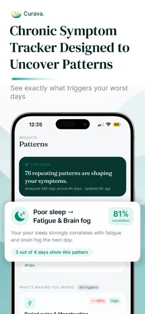 Chronic Symptom Tracker Curava iPhone screenshot 3