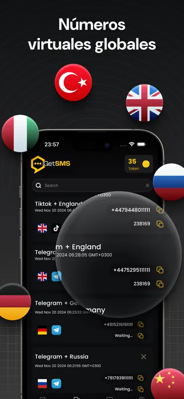 Número verificación SMS GetSMS screenshot 4 of 4