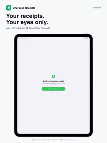 Receipt Scanner - OnePress iPad screenshot
