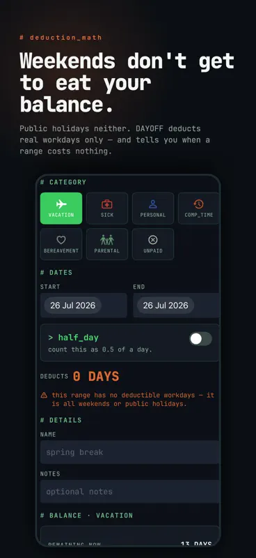 PTO Vacation Tracker : DAYOFF screenshot 3 of 10