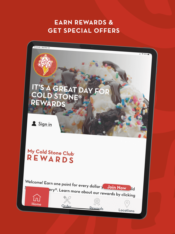 Cold Stone iPad screenshot 1 - Food & Drink app