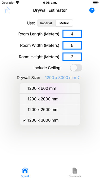 Drywall Room Estimator Screenshot