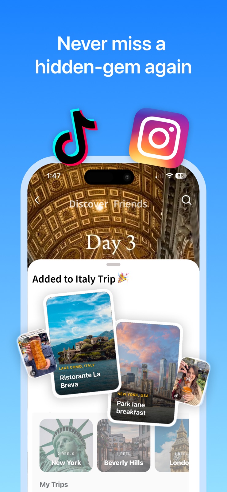 ReelTravel: Trips from Reels iphone screenshot 1