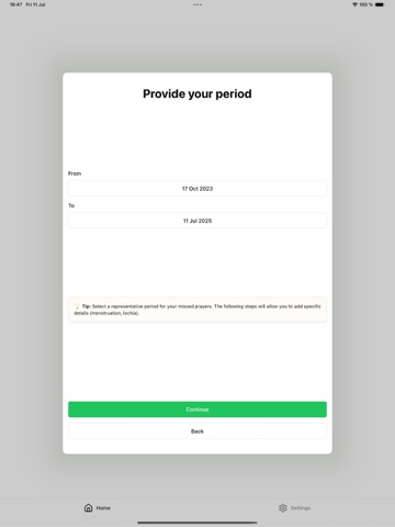 Qadaa Prayer Calculator iPad screenshot