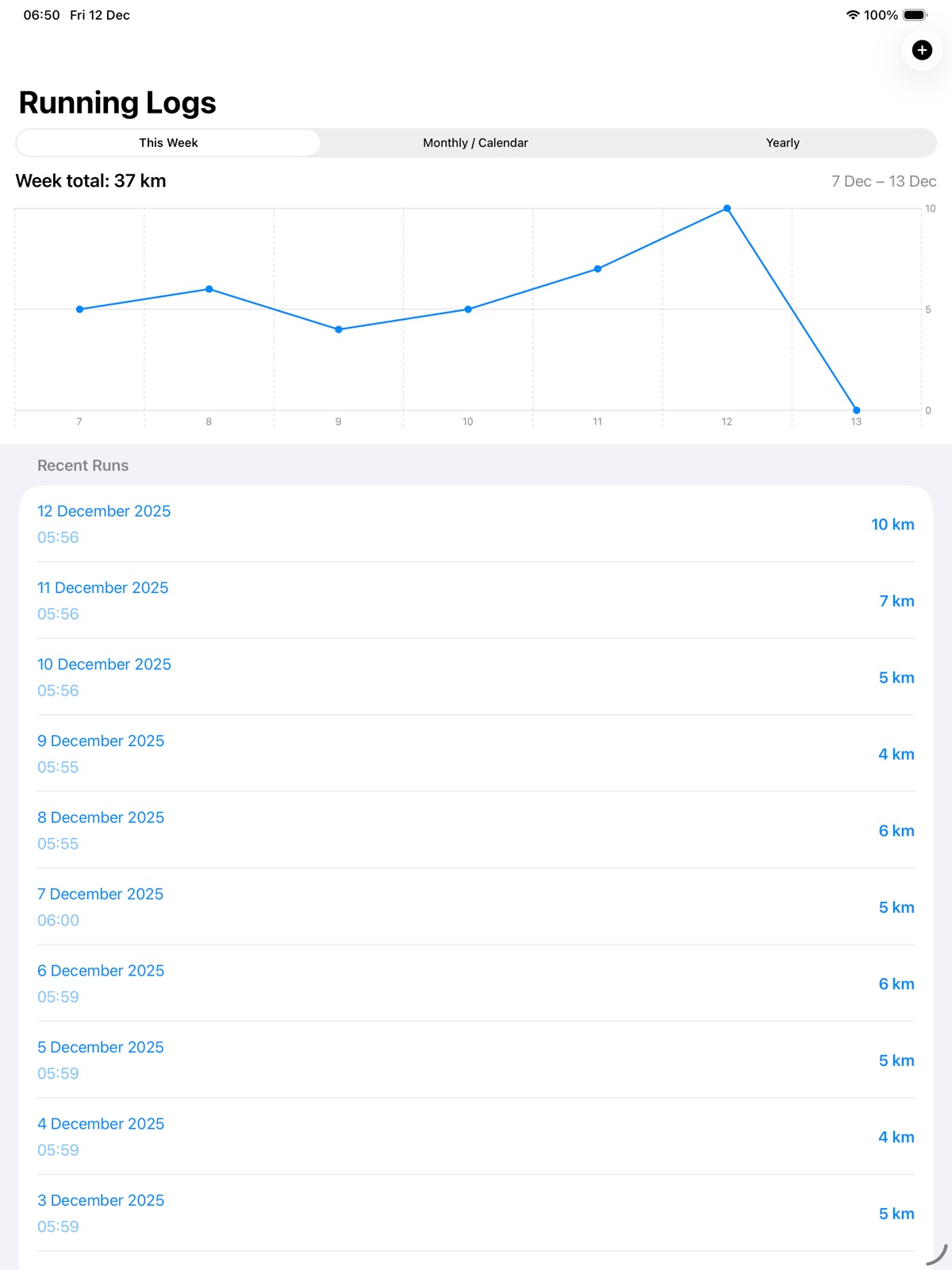 Running-Logs ipad screenshot 1