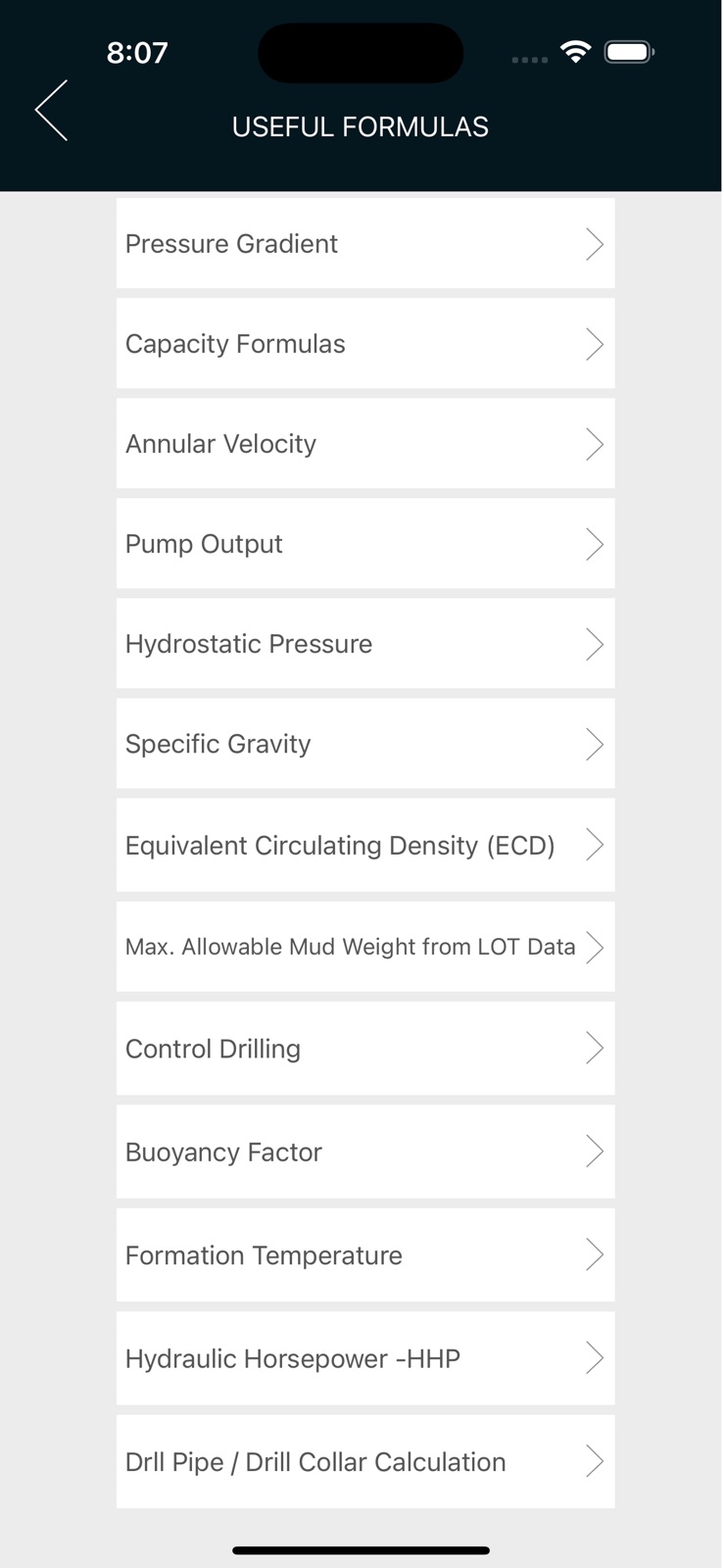 OilField Formulas iHandy Calc iphone screenshot 2