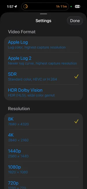 8K Video Recording screenshot 3
