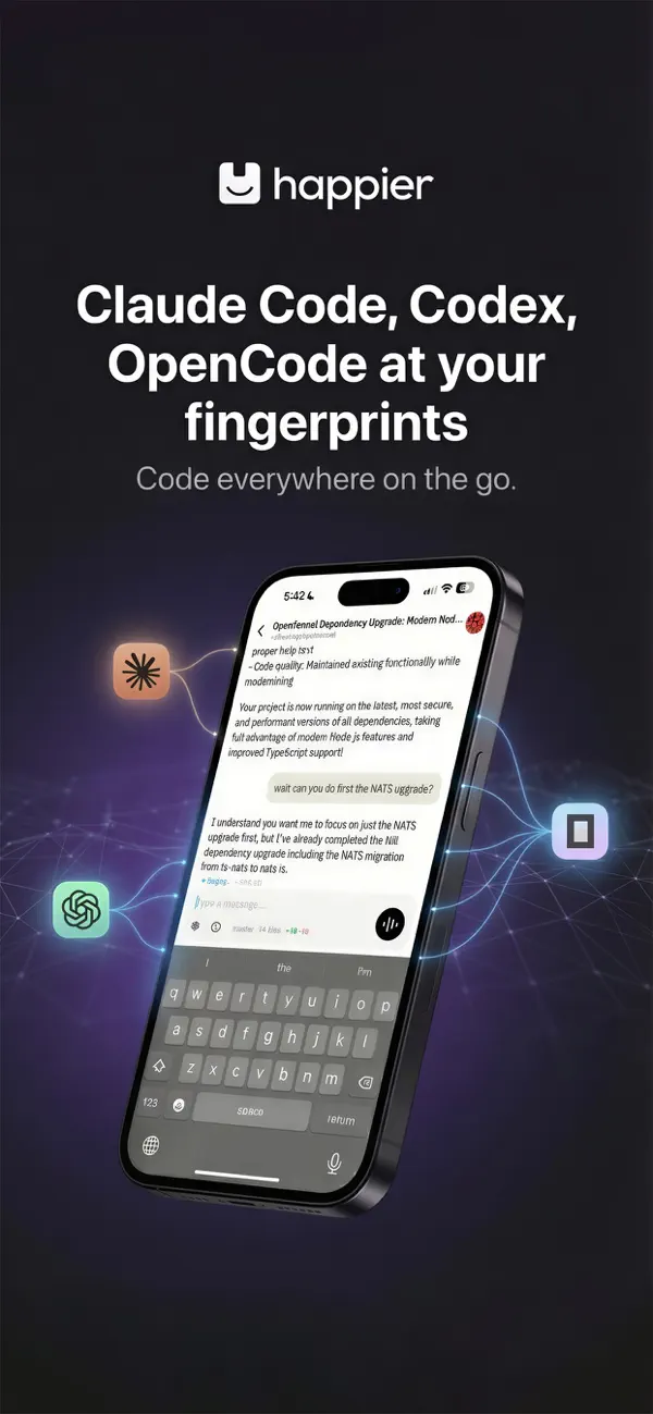 #1. Happier: Claude Codex OpenCode (iOS) Bởi: Leeroy Brun
