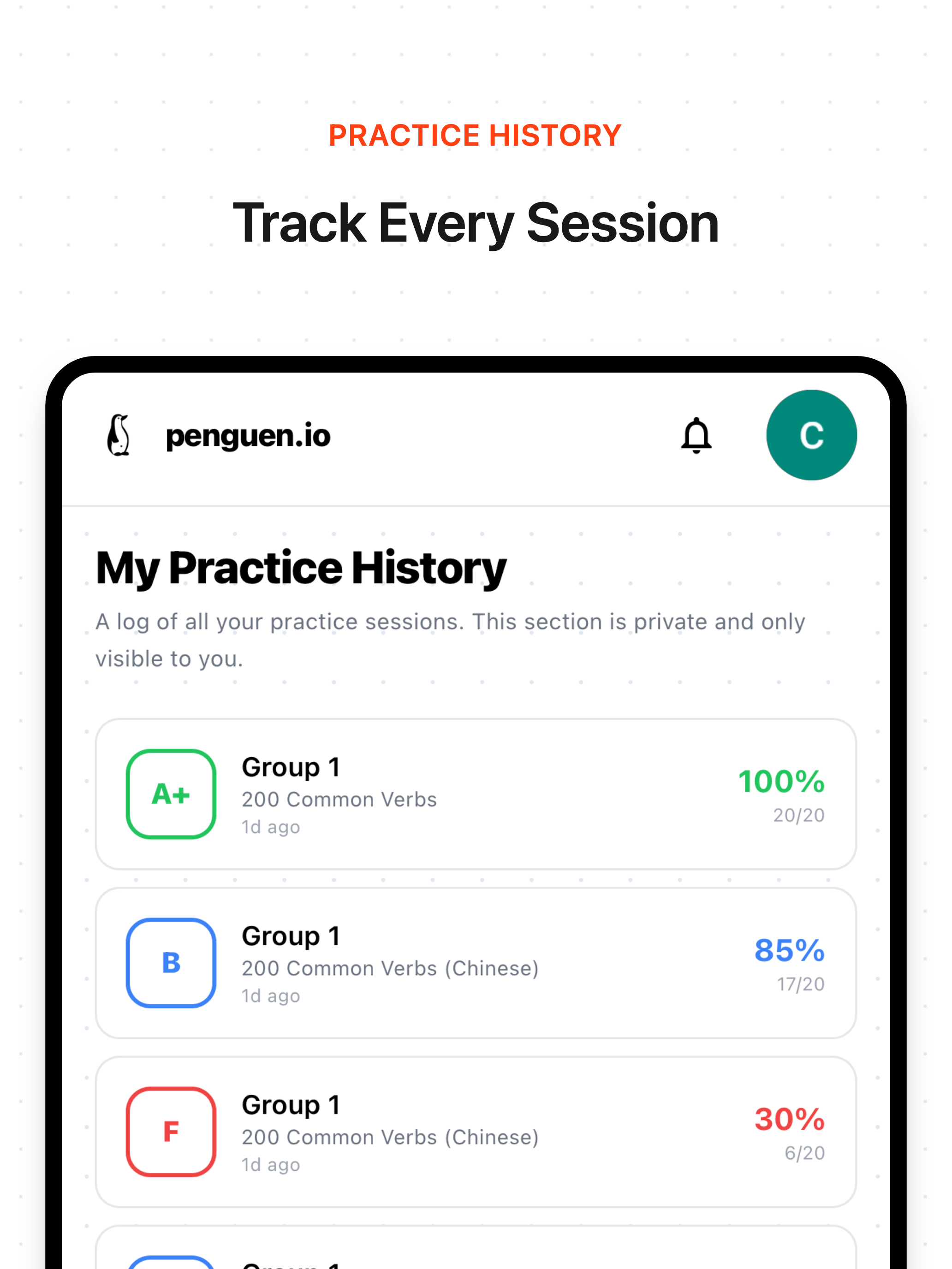 penguen.io: Vocabulary Cards