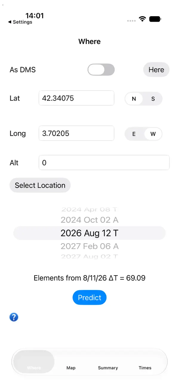 Screenshot #1 pour EclipseTimesCalc