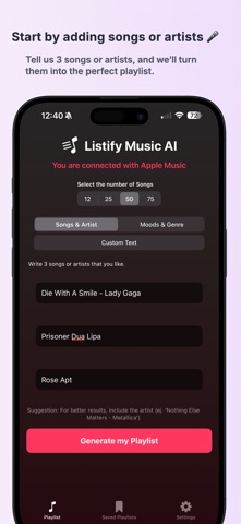 Listify Music AI screenshot