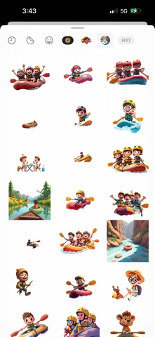 River Rafting Stickers iPhone screenshot