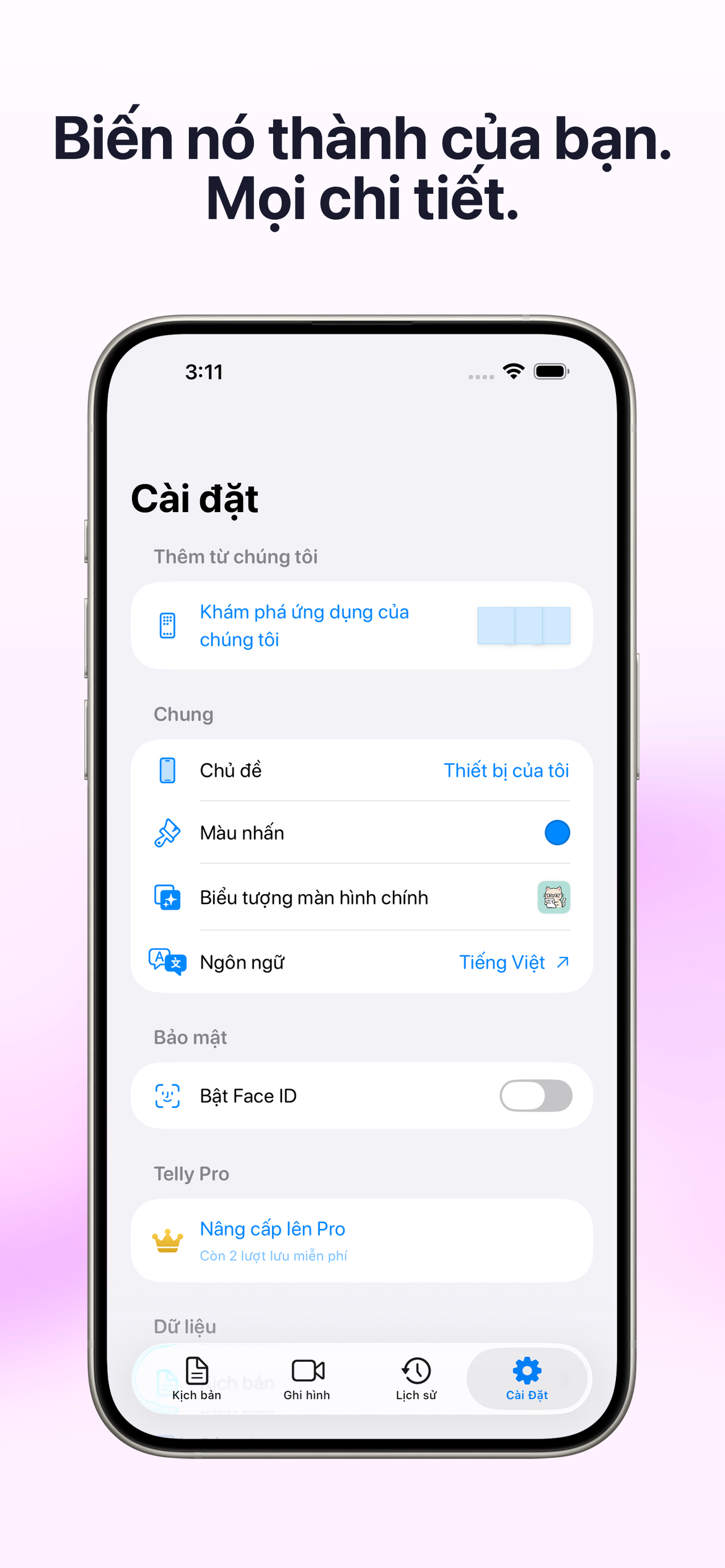 Tùy chỉnh mọi chi tiết