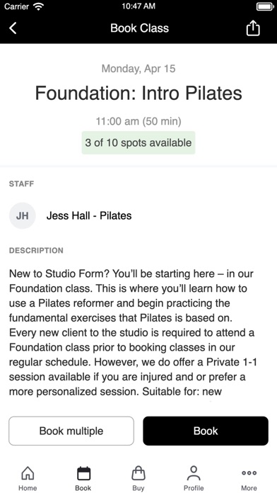 Studio Form Screenshot