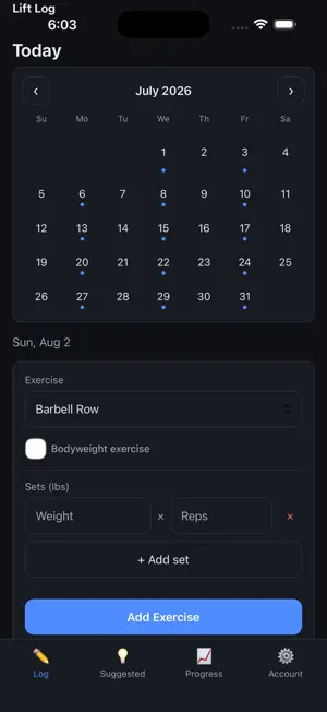 Lift Log: Lifting Tracker screenshot 1