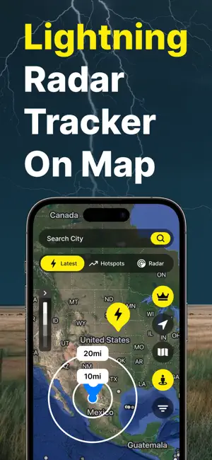Lightning Radar Tracker On Map iPhone screenshot 1