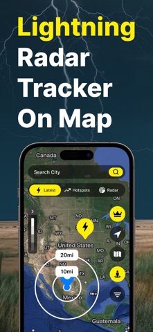 Lightning Radar Tracker On Map screenshot