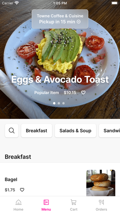 Towne Coffee & Cuisine iPhone screenshot 2 - Food & Drink app