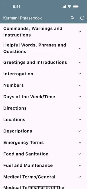 Kurmanji Phrasebook screenshot 1
