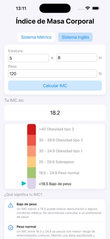 Indice de Masa Corporal screenshot