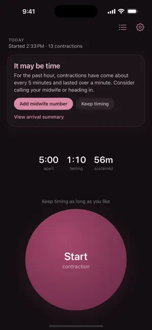 Contraction Timer — 5-1-1 screenshot 2