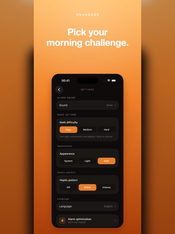 Unsnooze: Math Alarm Clock iPad screenshot
