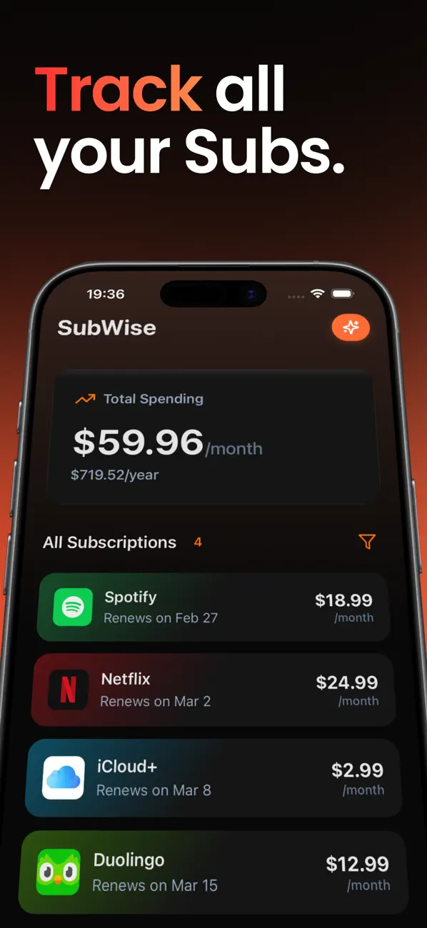 #1. SubWise: Subscription Manager (iOS) Ved: Luca Gerber