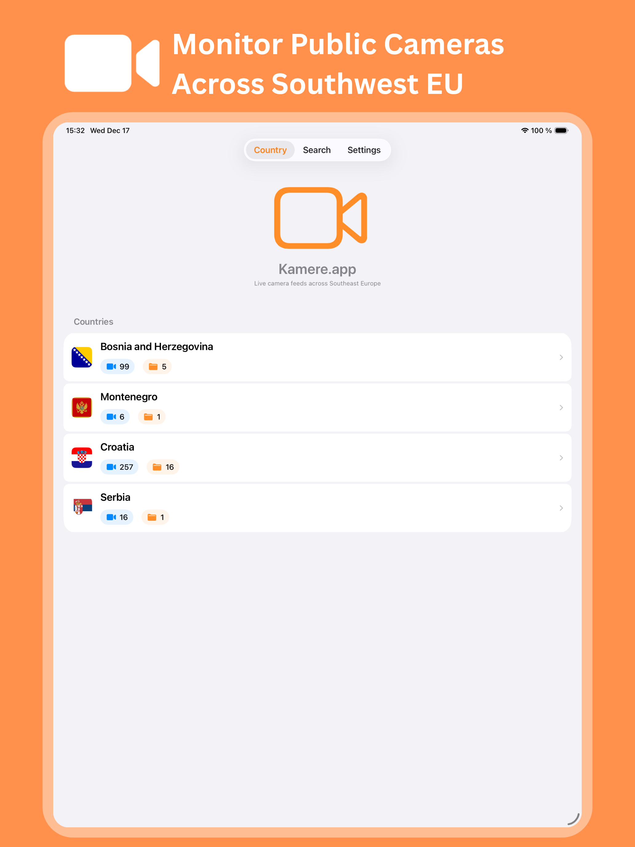 Kamere.app - Live EU Cameras