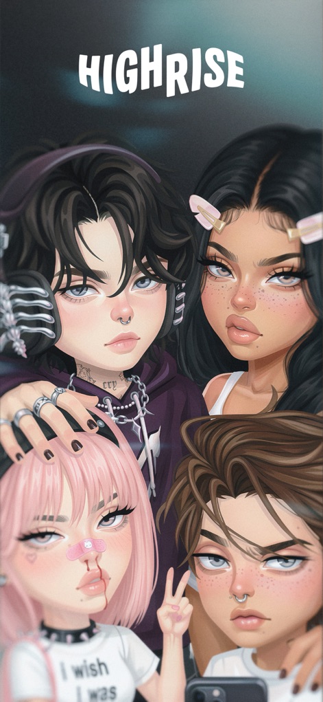 Highrise: Dress Up Avatar Game - Users can capture group moments and showcase their unique stylized avatars in dynamic social scenes.