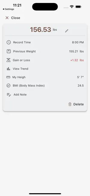 Weight Diary BMI Tracker Log screenshot 4