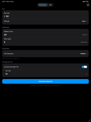 Salary Calculator - Pay Calc iPad screenshot