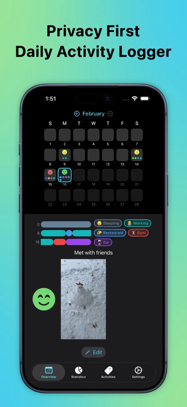 Screenshot #1 pour DayLogger - Daily Activity Log