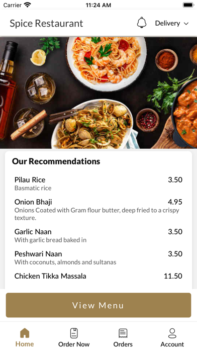 Spice Restaurant. Screenshot