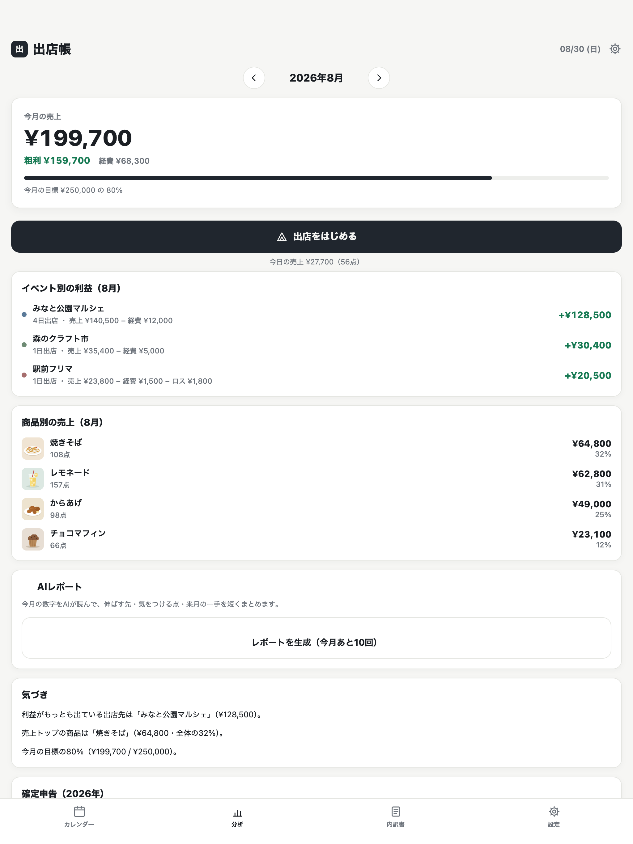 出店帳 − マルシェ・キッチンカーの売上・経費・確定申告 screenshot 8