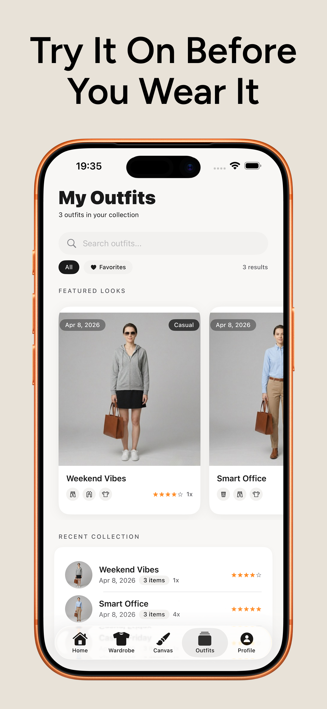 Try On Outfit - Closet Planner