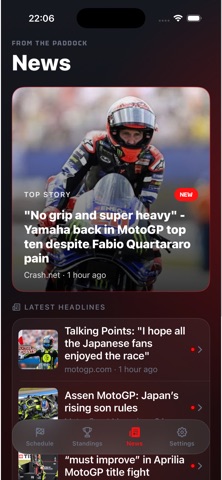 Race Results: MotoGP Standings screenshot