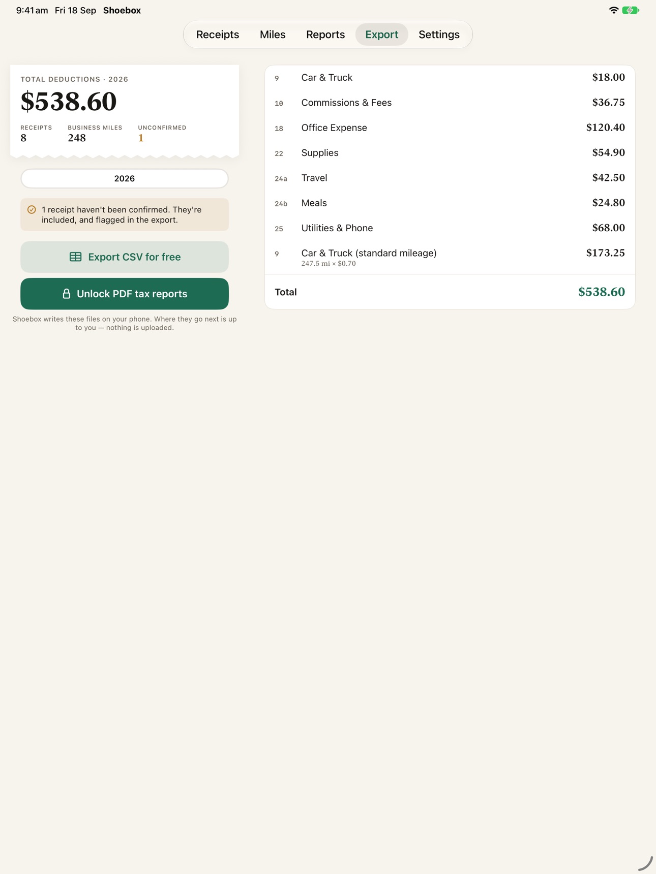 Screenshot 10 of Shoebox: Mileage & Receipts