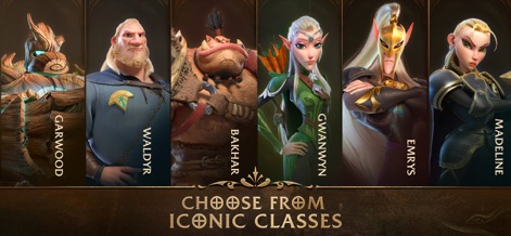 Call of Dragons - Users can preview the diverse array of named heroes like Garwood and Gwanwyn, each representing iconic fantasy classes within the app.