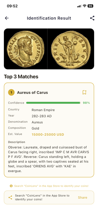 CoinLens-Coin Value Identifier Screenshot 6 of 6