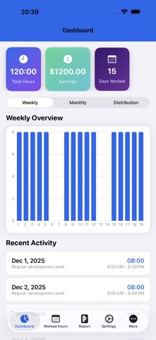Worked Hours Screenshot 1 of 4