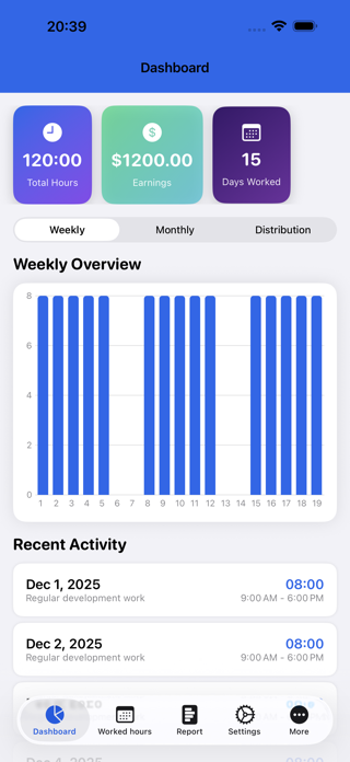 Worked Hours Screenshot 1 of 4