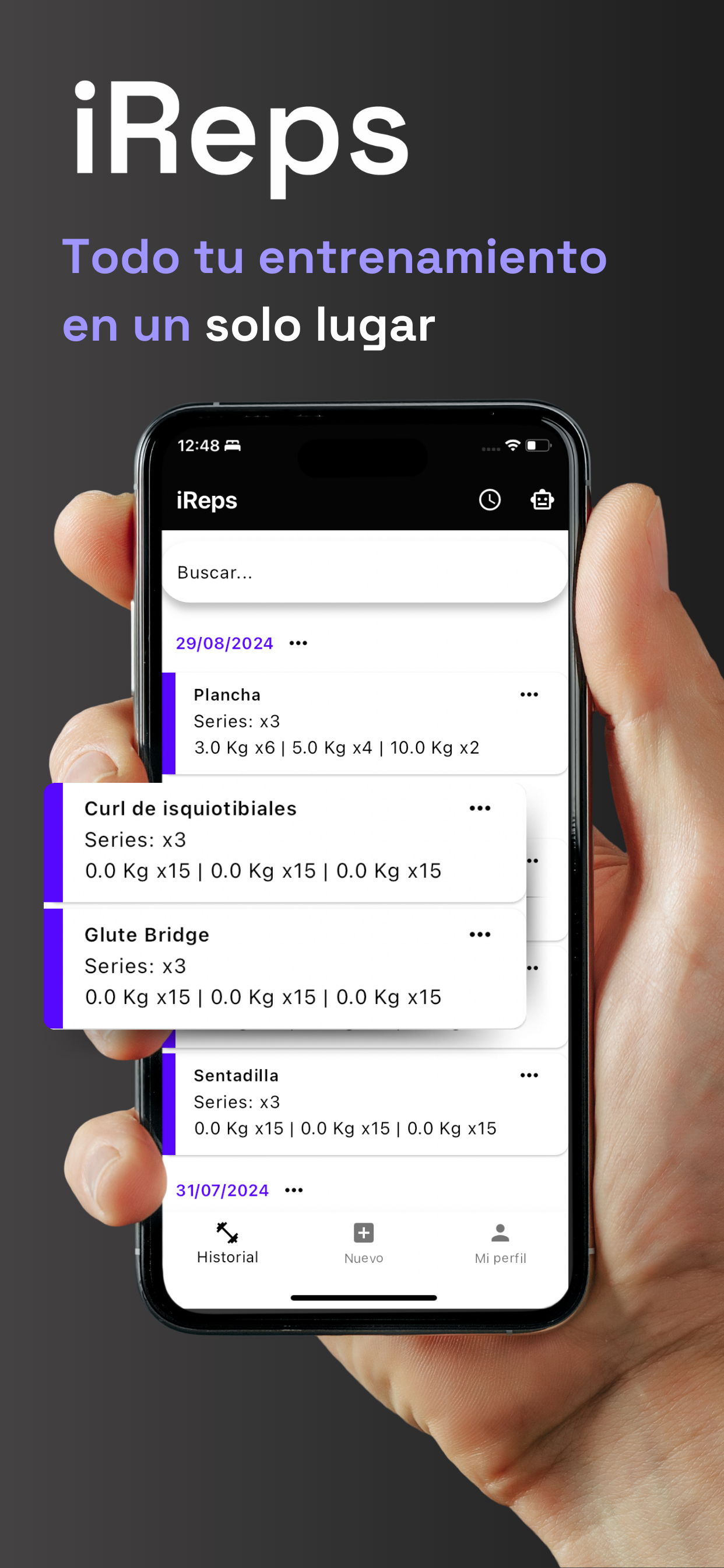 iReps, diario de entrenamiento