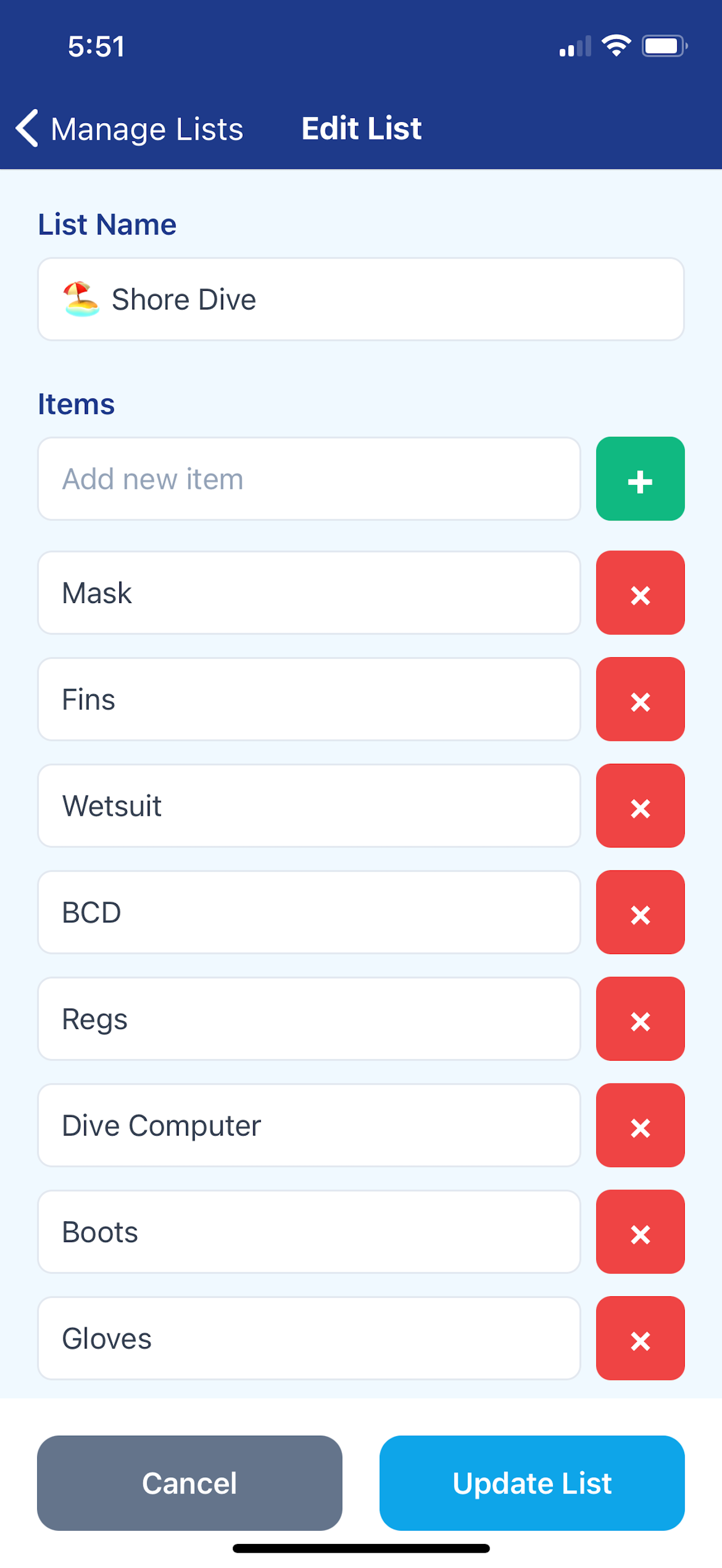 Scuba Gear Checklist